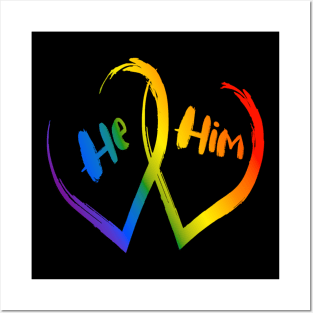 Gay Love, LGBTQ, Pride, He and Him, Unisex, T-Shirt Posters and Art